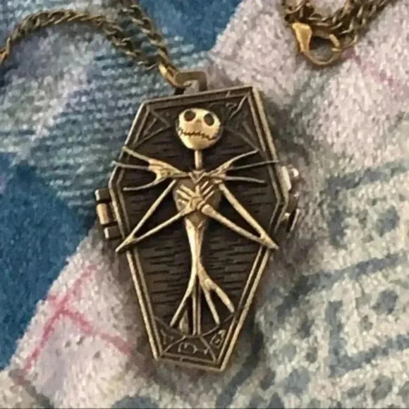 NMBC NBC Jack Skellington Bronze Tone Coffin Pocketwatch Pocket Watch NWT - Picture 1 of 4